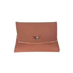 Real Pebbled Leather Business Card Case - Blush Pink